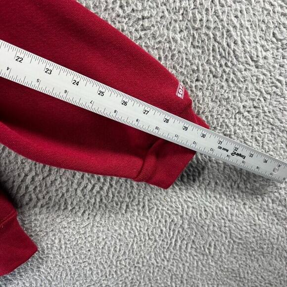 Vintage Blank Sweatshirt Men's Medium Red Hoodie Full Zip Streetwear Pockets Y2K - Picture 5 of 10